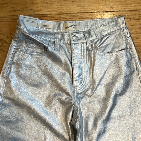 NWT Universal Thread 90s Baggy Metallic Silver Cotton Jeans - Women’s 0 Long - Picture 3 of 16